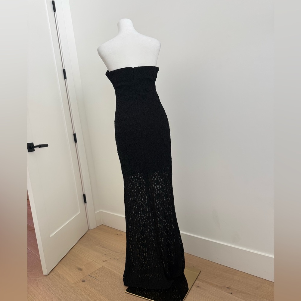 Zara black lace strapless maxi dress sheer hem minimalist euro summer M - Picture 7 of 8